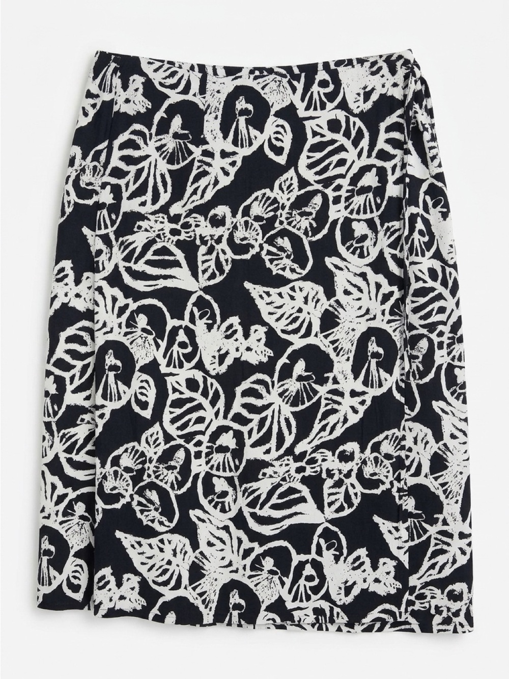 Printed Black and White Midi Skirt